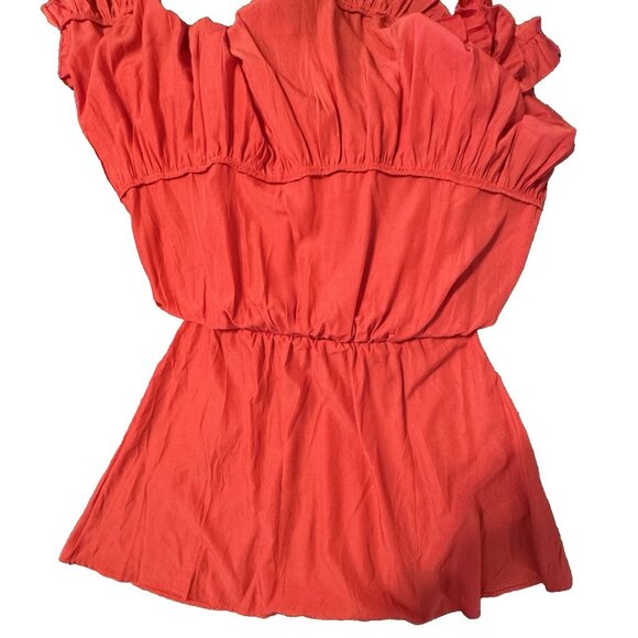 Easel Medium Red Flutter Sleeve Tired V Neck Dress Boho Fairy Romantic Party - Picture 8 of 14
